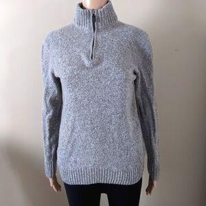 Black Brown 1862 lambswool 1/4 zip grey sweater, size large